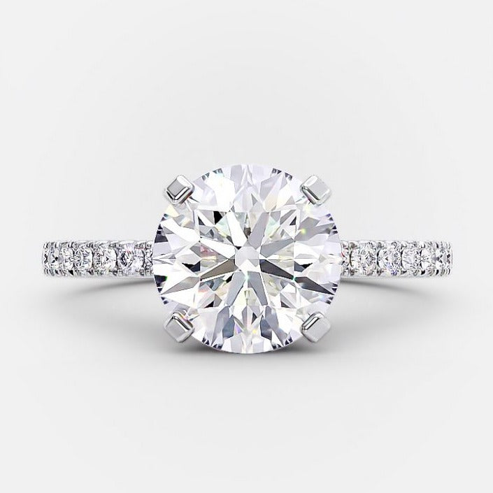 2.50 CT Round Moissanite Pave Setting Engagement Ring