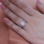 2.0CT Oval Cut Moissanite Vintage Halo Bridal Ring Set
