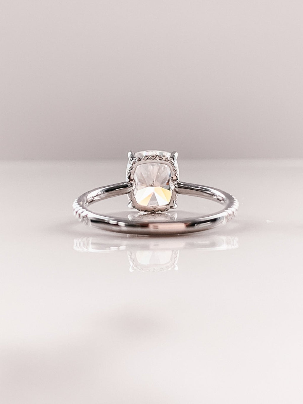 2.0 CT Cushion Moissanite Hidden Halo Pave Setting Engagement Ring
