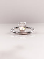 2.0 CT Cushion Moissanite Hidden Halo Pave Setting Engagement Ring