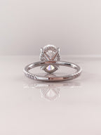 2.0 CT Oval Moissanite Hidden Halo Pave Setting Engagement Ring