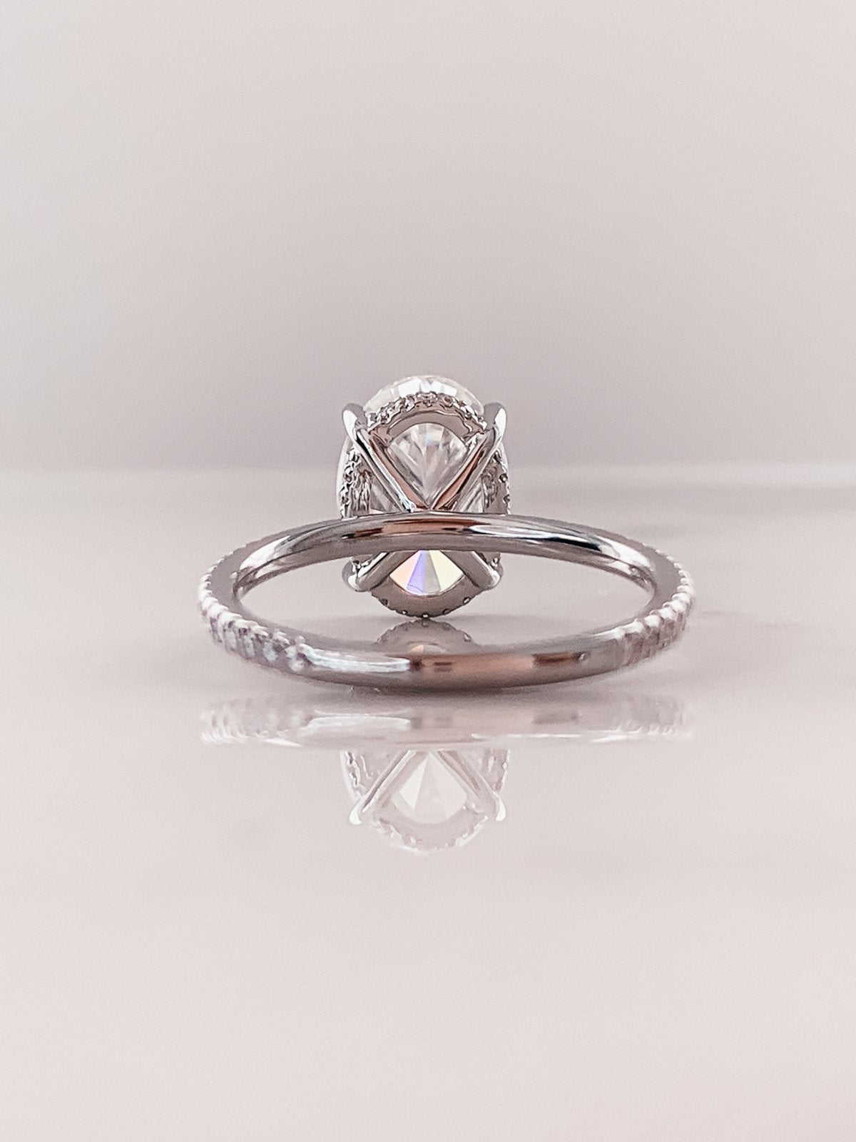 2.0 CT Oval Moissanite Hidden Halo Pave Setting Engagement Ring