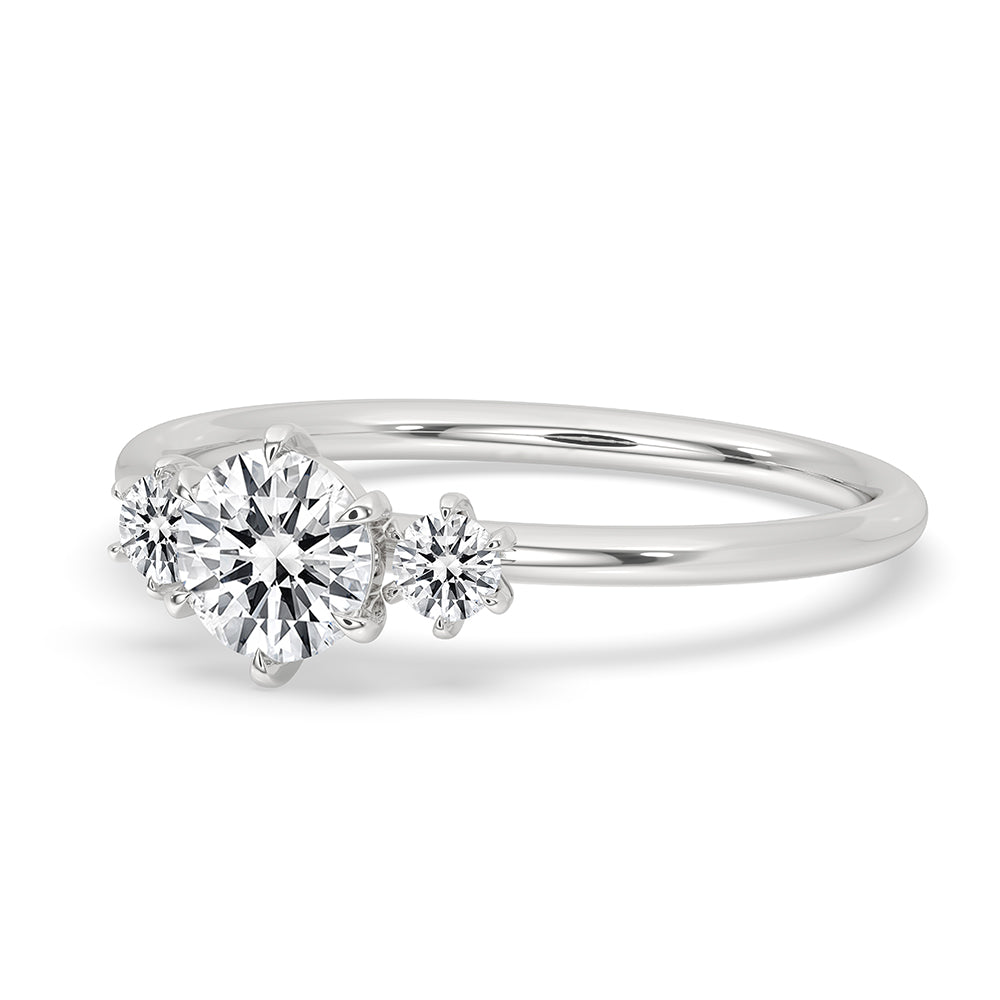 Round Cut 3 Stone Diamond Engagement Ring