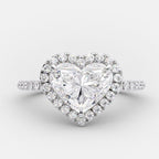 2.0 CT Heart Shape Moissanite Halo Engagement Ring