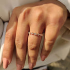 Round Cut Yellow Gold Diamond Wedding Band With Marquise Outline