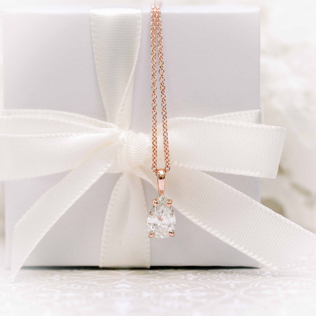 0.50 CT-1.0 CT Pear Cut Moissanite Solitaire Layering Necklace