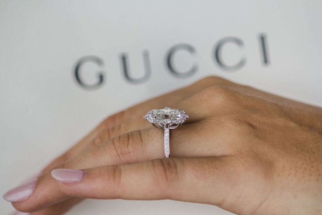 3.40 CT Radiant Moissanite Unique Halo Engagement Ring