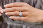 3.40 CT Elongated Oval Moissanite Hidden Halo & Pave Setting Engagement Ring