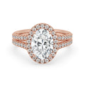 Oval Halo Ring with Split Shank Pave