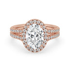 Oval Halo Ring with Split Shank Pave