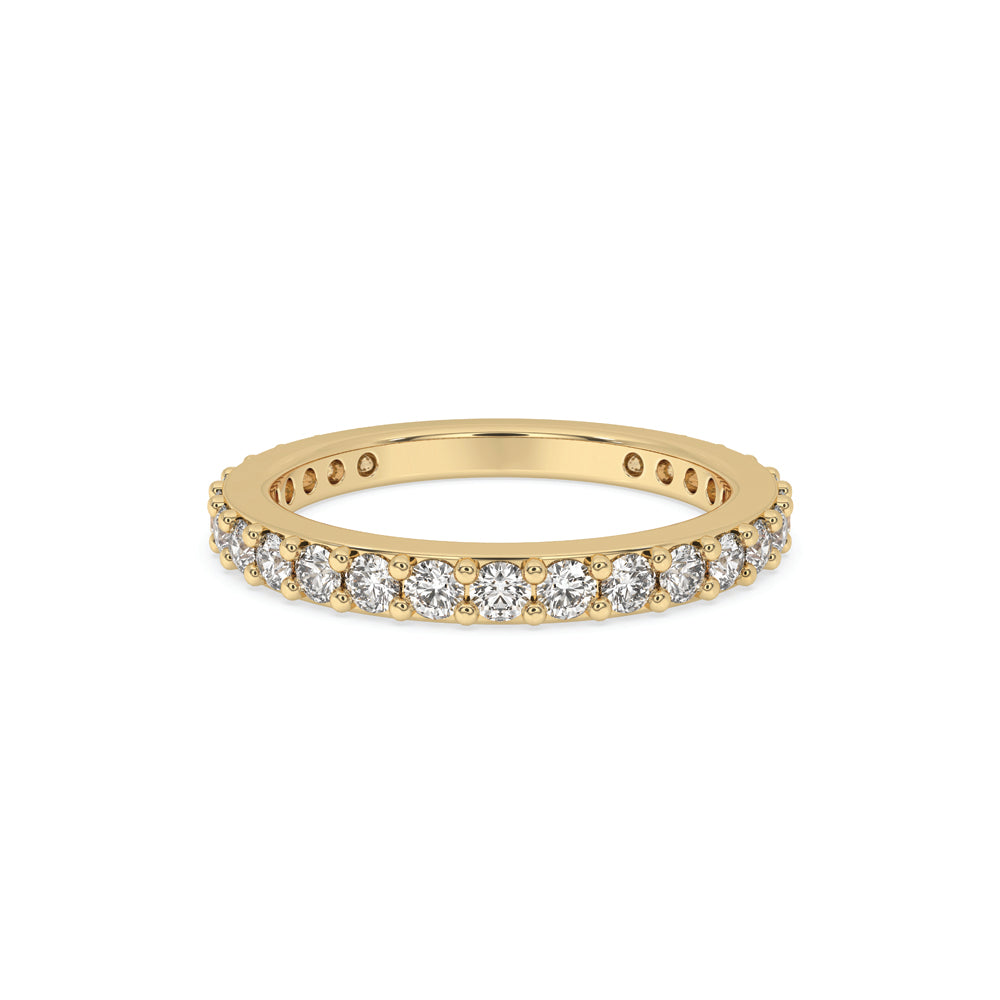Gold Wedding Band Women With Round Diamonds Imagen principal del producto