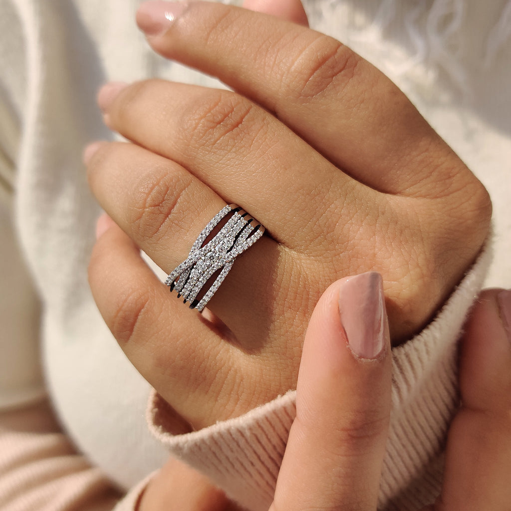 Multi Row Pave Round Cut Band