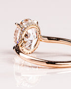 2.0 CT Oval Moissanite Solitaire Engagement Ring With Hidden Halo Setting
