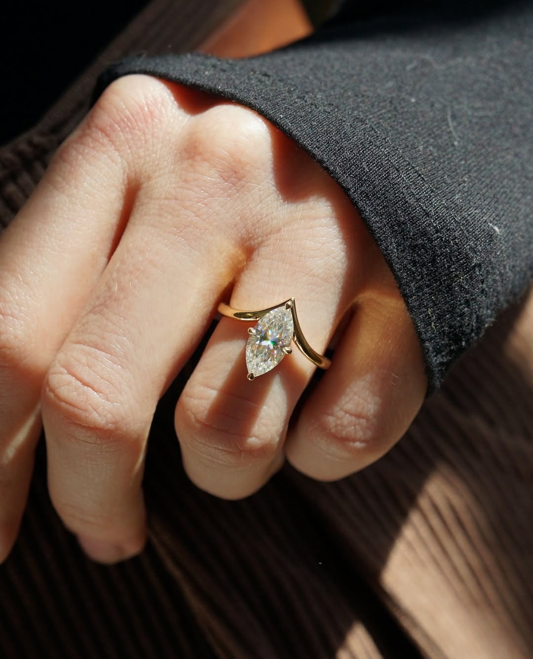 2.0 -3.50 CT Marquise ⁠Cut Lab Grown Diamond Unique Engagement Ring
