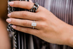 1.60 - 4.60 CT Radiant Cut Moissanite Hidden Halo & Pave Setting Engagement Ring