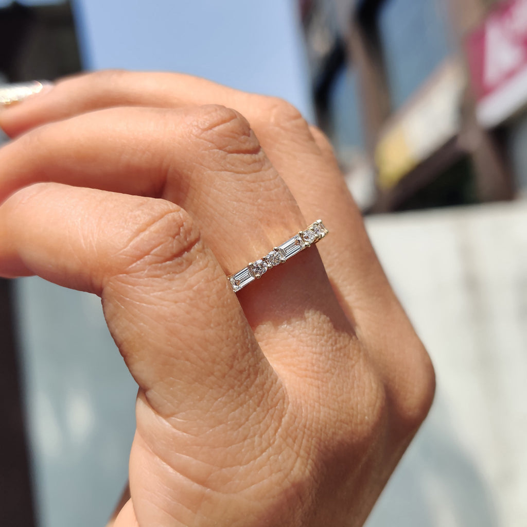 Baguette And Round Wedding Band