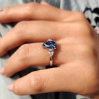 Three Stone Pear Cut Moissanite Ring