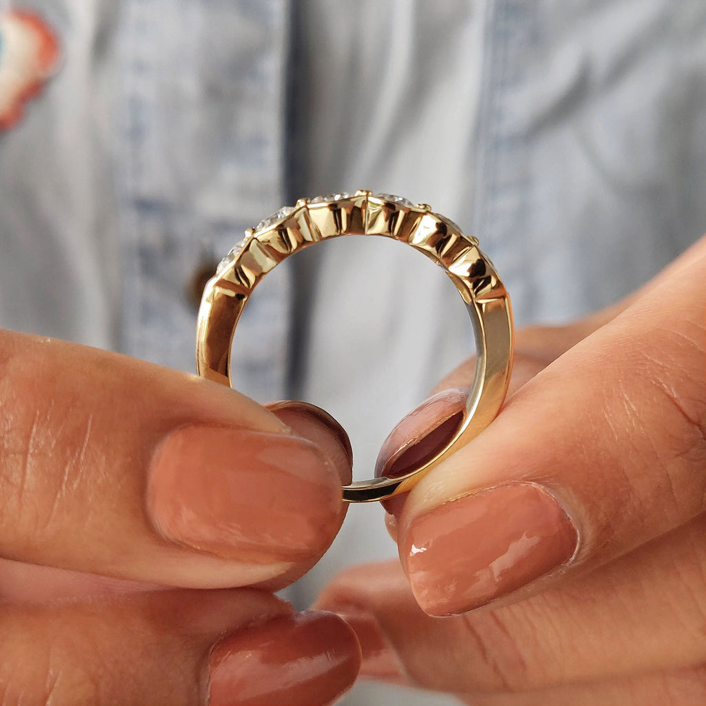 6 Stone Half Eternity Wedding Band