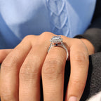 Radiant Halo Engagement Ring With Pave Band