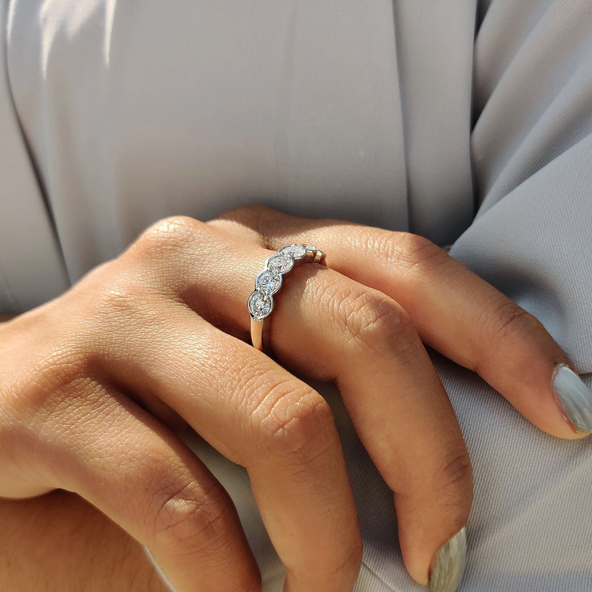 Half Eternity Bezel Set Diamond Band