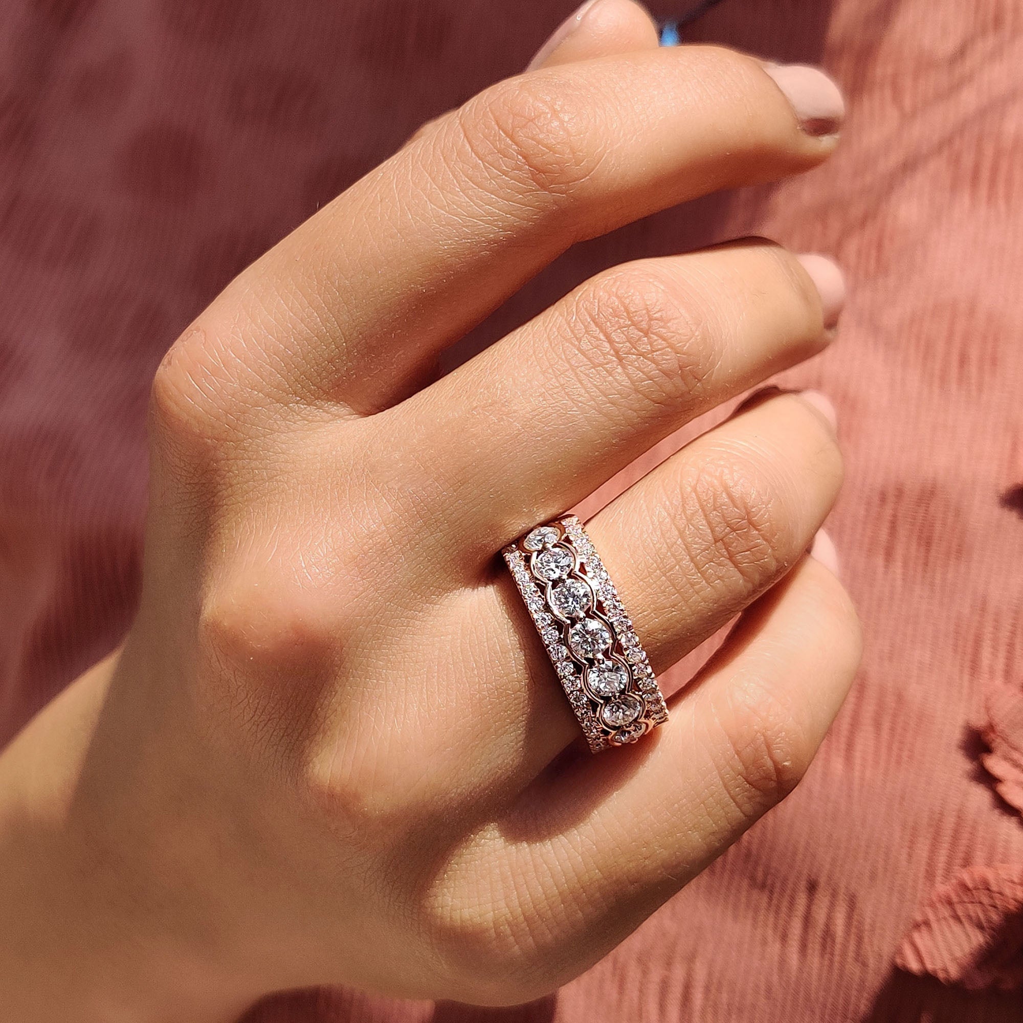 Round Moissanite Half Eternity Band For Her