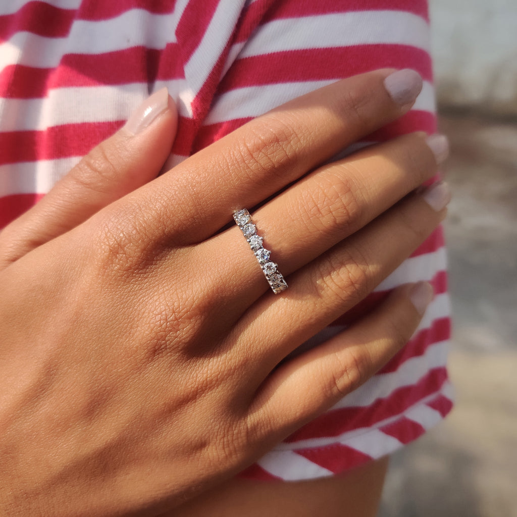 Moissanite Half Eternity Band With Round Cut