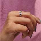 Vintage Style Wedding Band With Round Moissanite