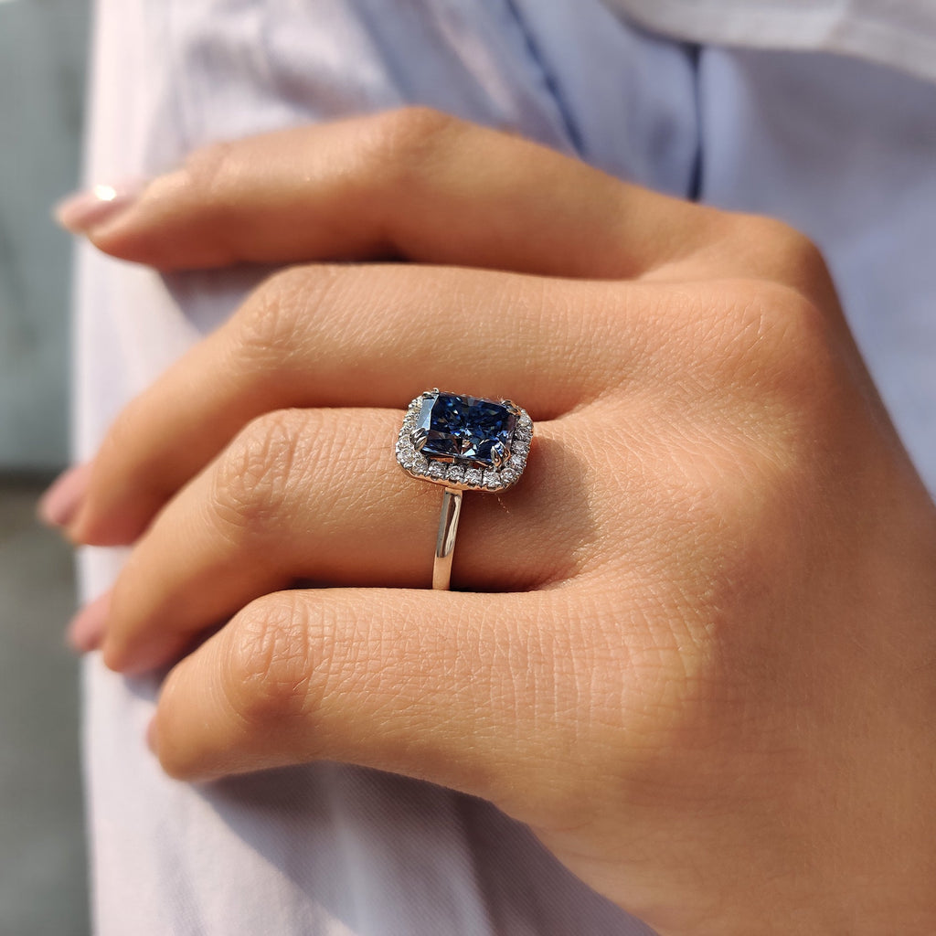 Halo Setting Radiant Cut Engagement Ring