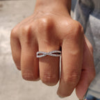 Round Moissanite Crossover Wedding Band
