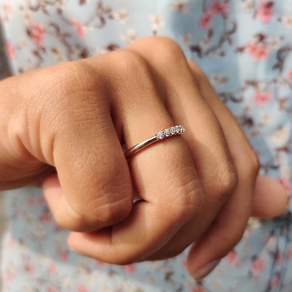 Round Moissanite Semi Eternity Band