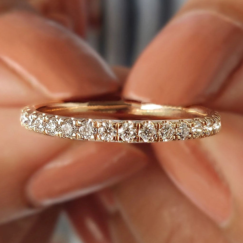 Round Cut Rose Gold Moissanite Wedding Band
