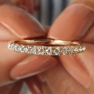 Round Cut Rose Gold Moissanite Wedding Band