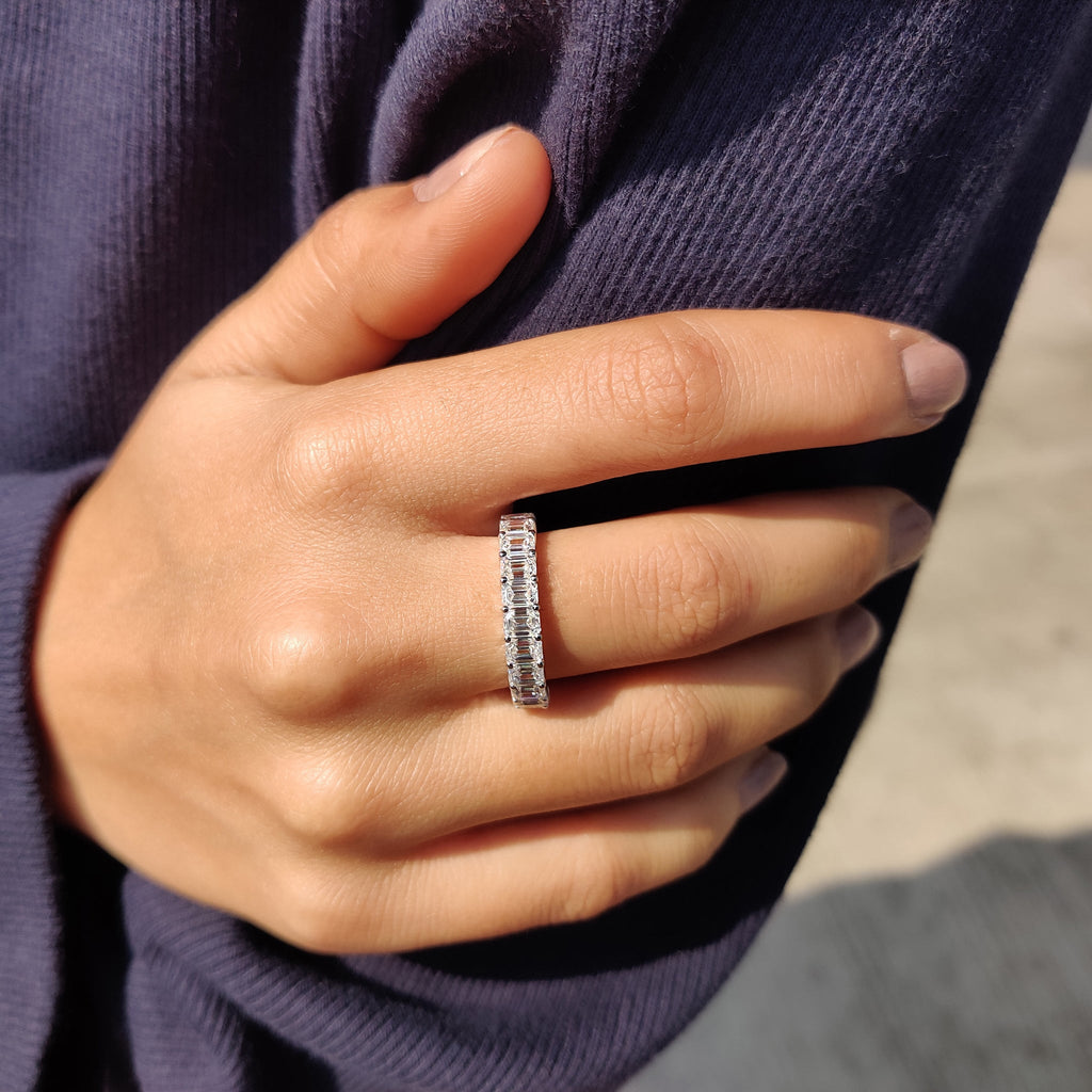 Half Eternity Emerald Cut Wedding Band