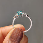 7 Stone Moissanite Ring With Oval Cyan Blue Moissanite