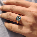 Cushion Cut Engagement Ring with hidden halo setting