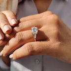 Three Stone Emerald Cut Moissanite Ring