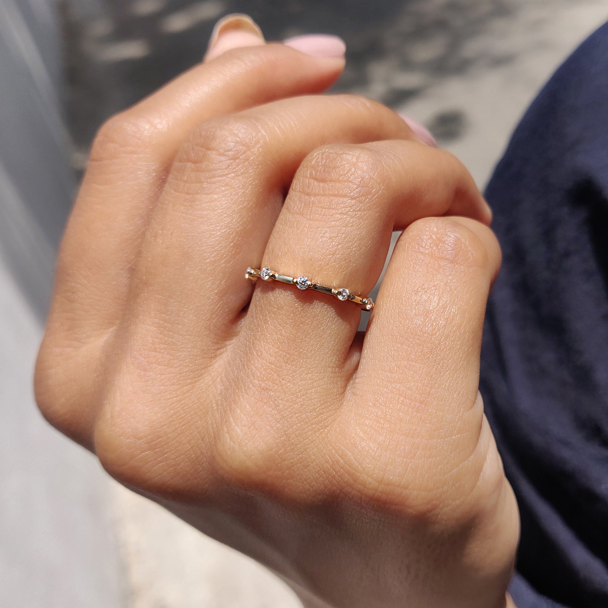 Round Cut Yellow Gold Wedding Band