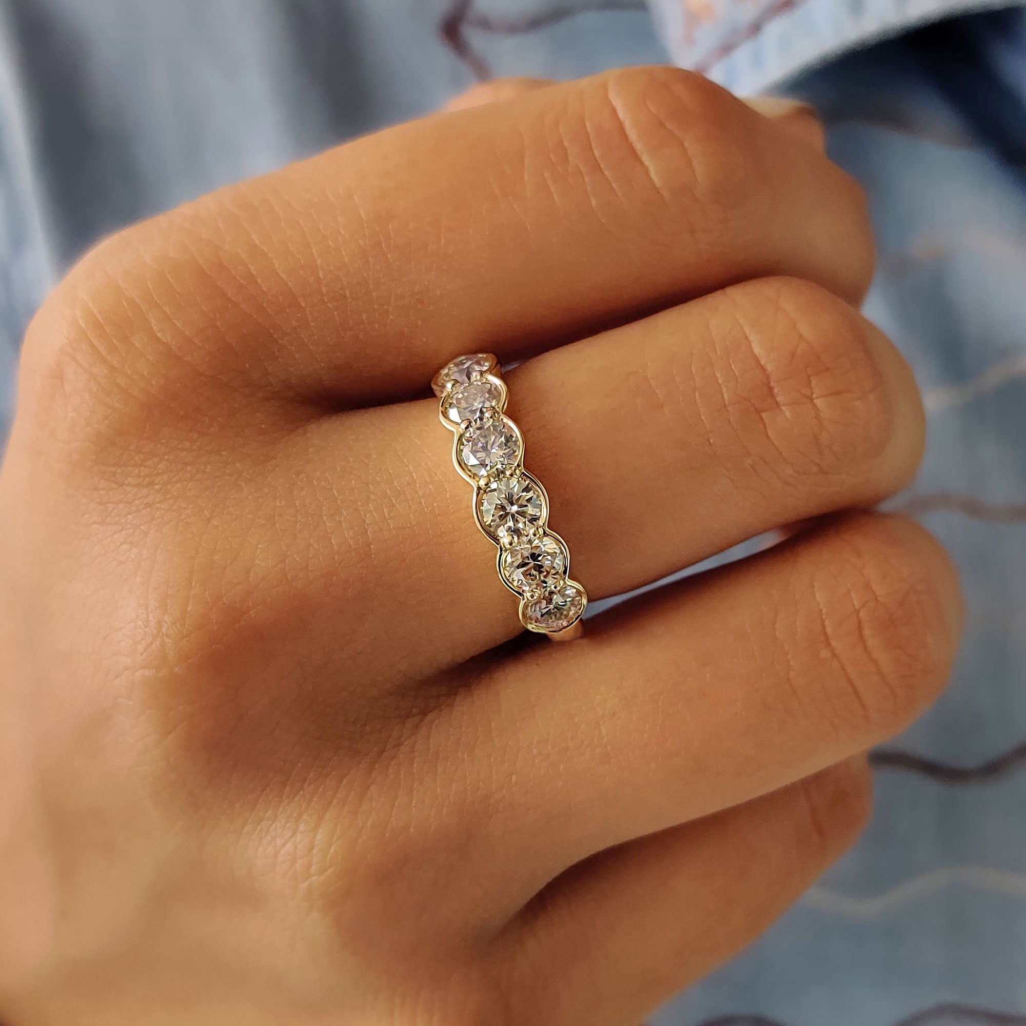 Half Eternity Bezel Set Wedding Band