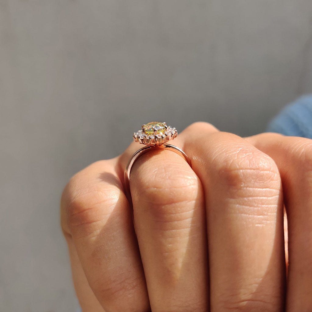 Cluster Halo Oval Cut Engagement Ring