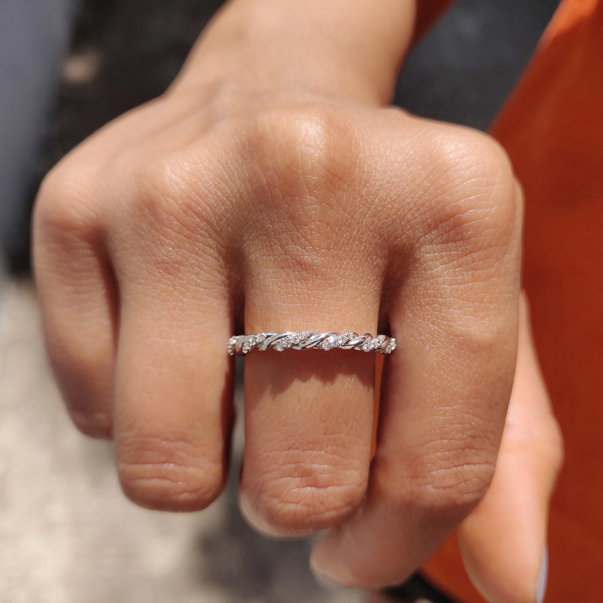 Twisted Eternity Band With Round Moissanite