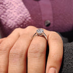 Moissanite Solitaire Ring With portuguese Cut