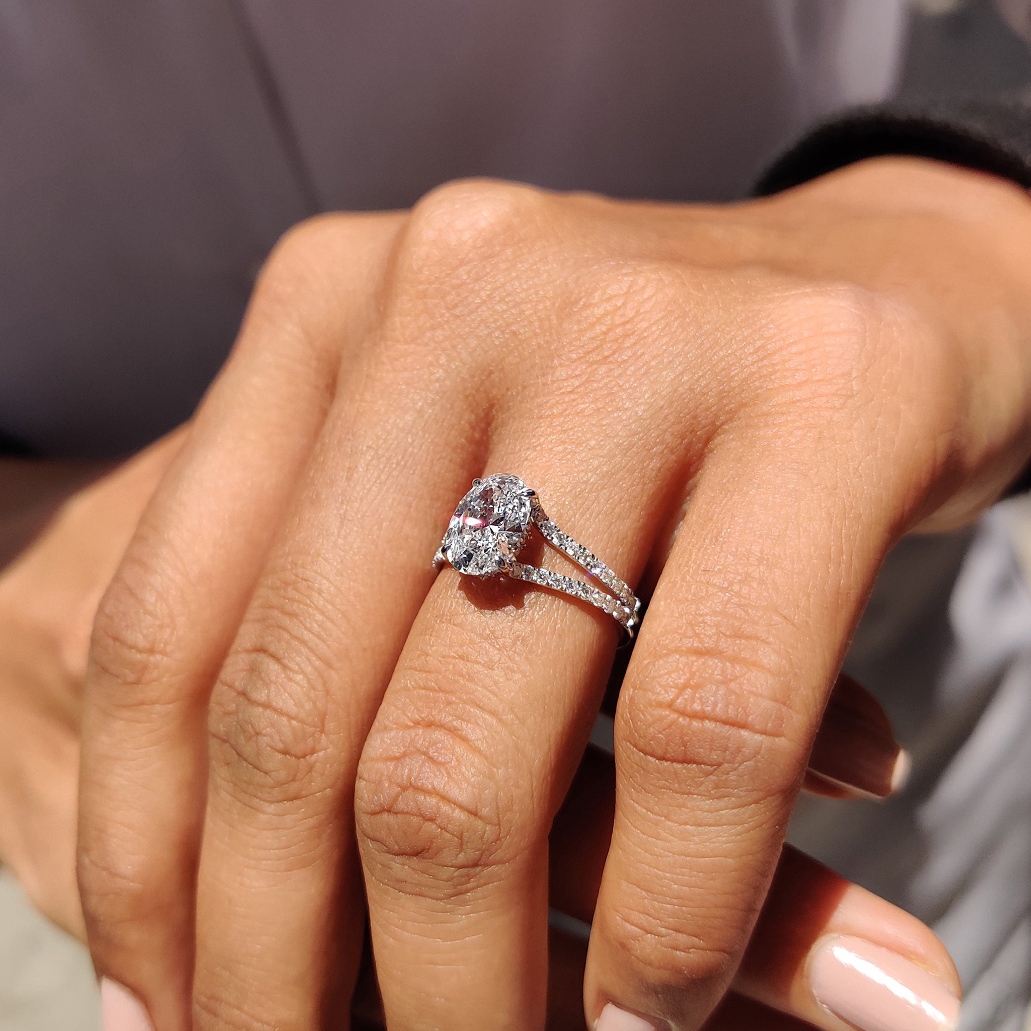 Oval Ring with Split Shank Pave