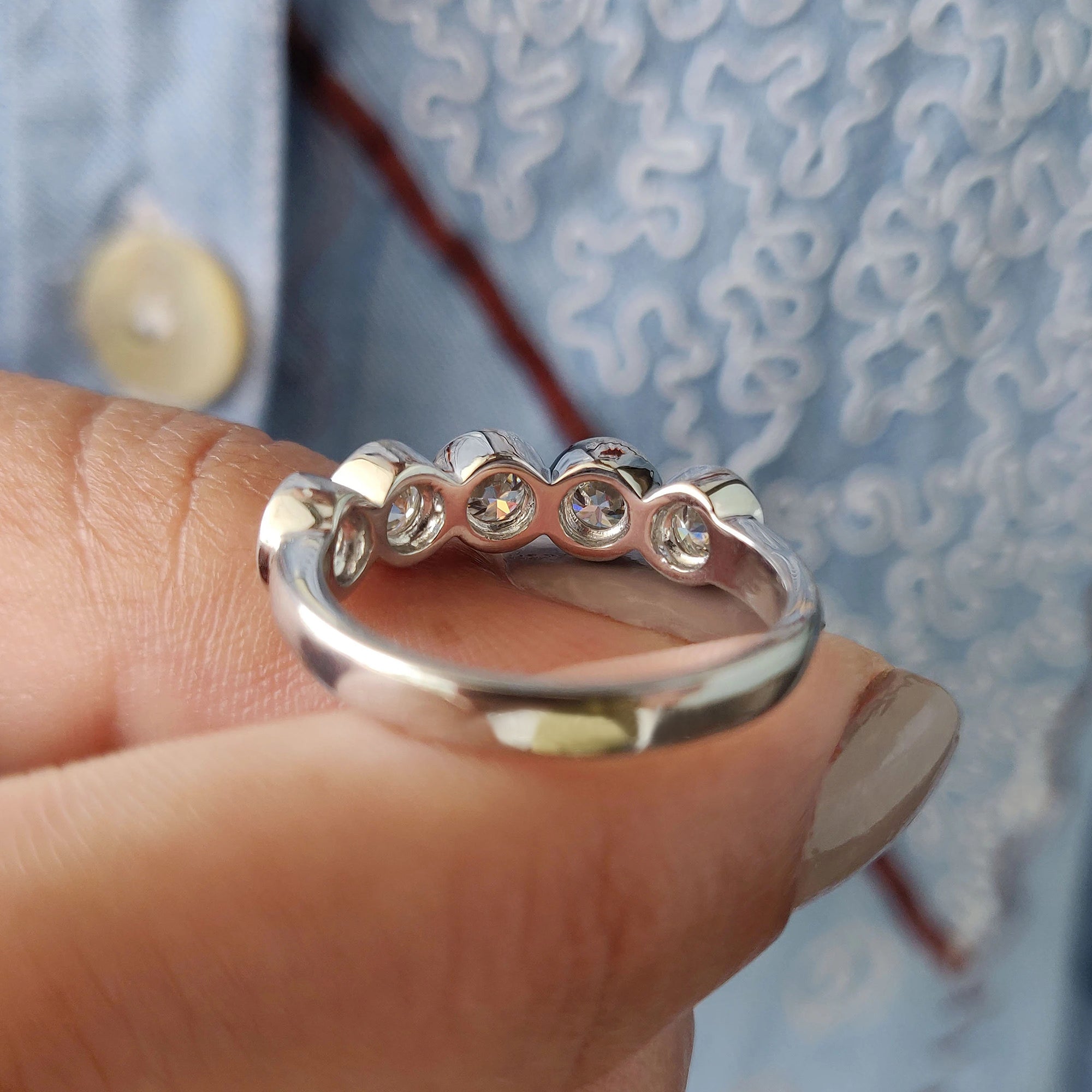 5 Stone Moissanite Band With Round Cut