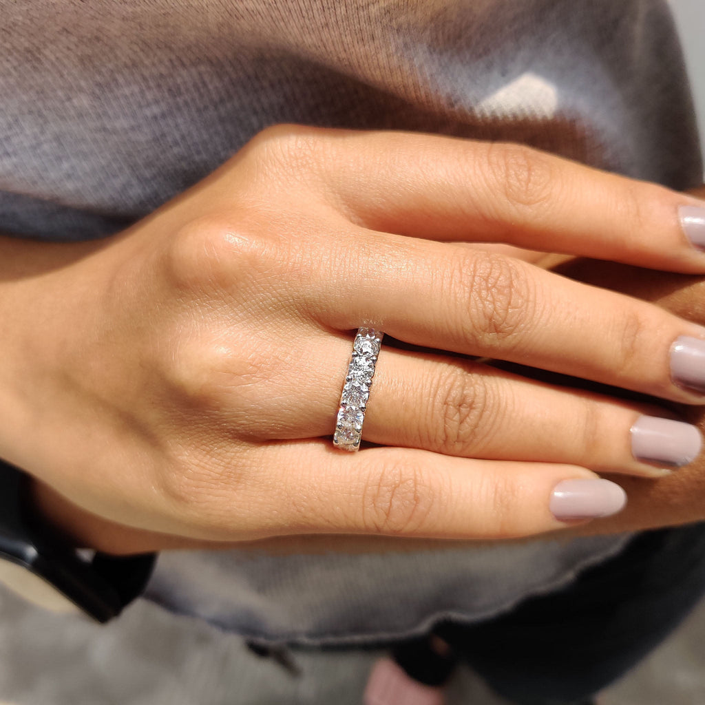 Jubilee Cut Moissanite Wedding Band In Full Eternity Style