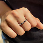 Black Baguette And Round Wedding Band In Eternity Style
