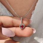 Ruby Heart Pendant With Halo Style In White Gold