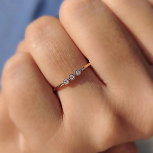 Three Stone Round Diamond Bezel Set Diamond Band