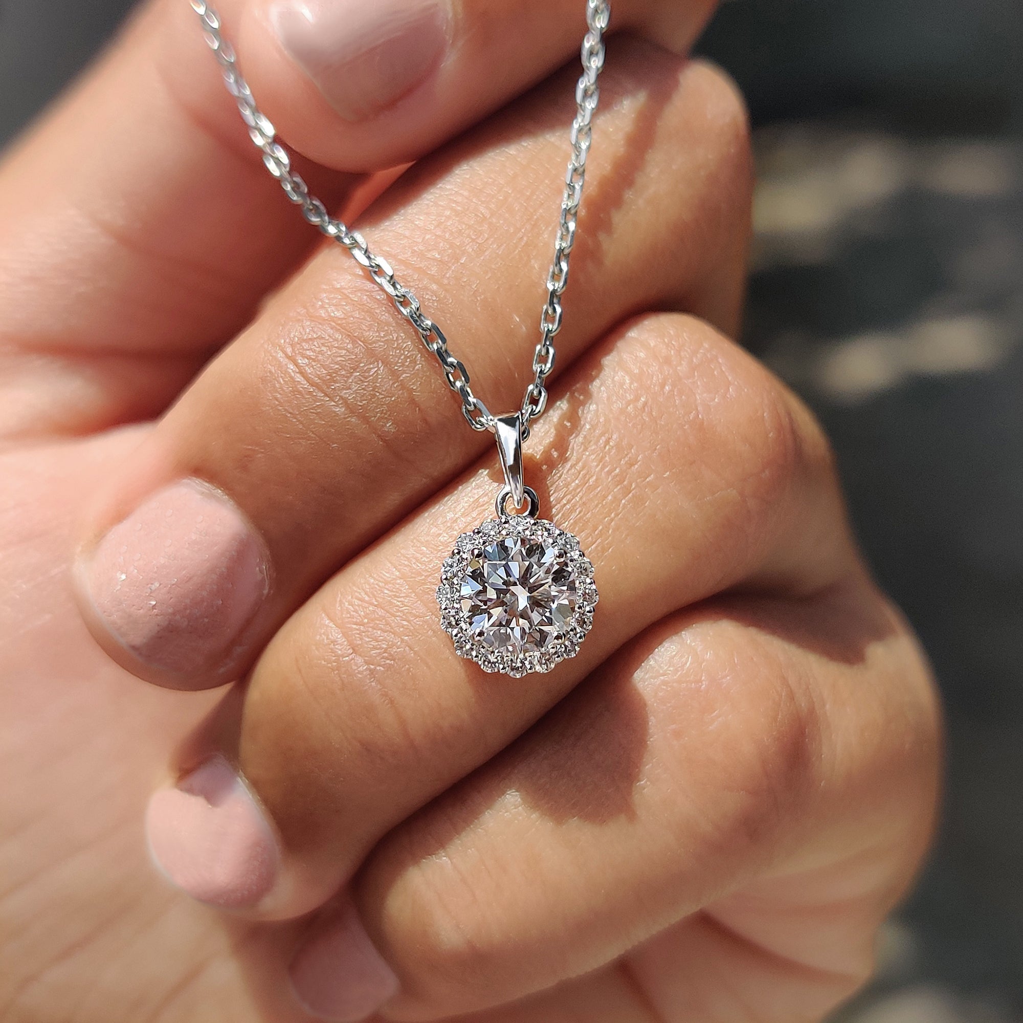 Round Cut Halo Pendant Featuring For Women Main image