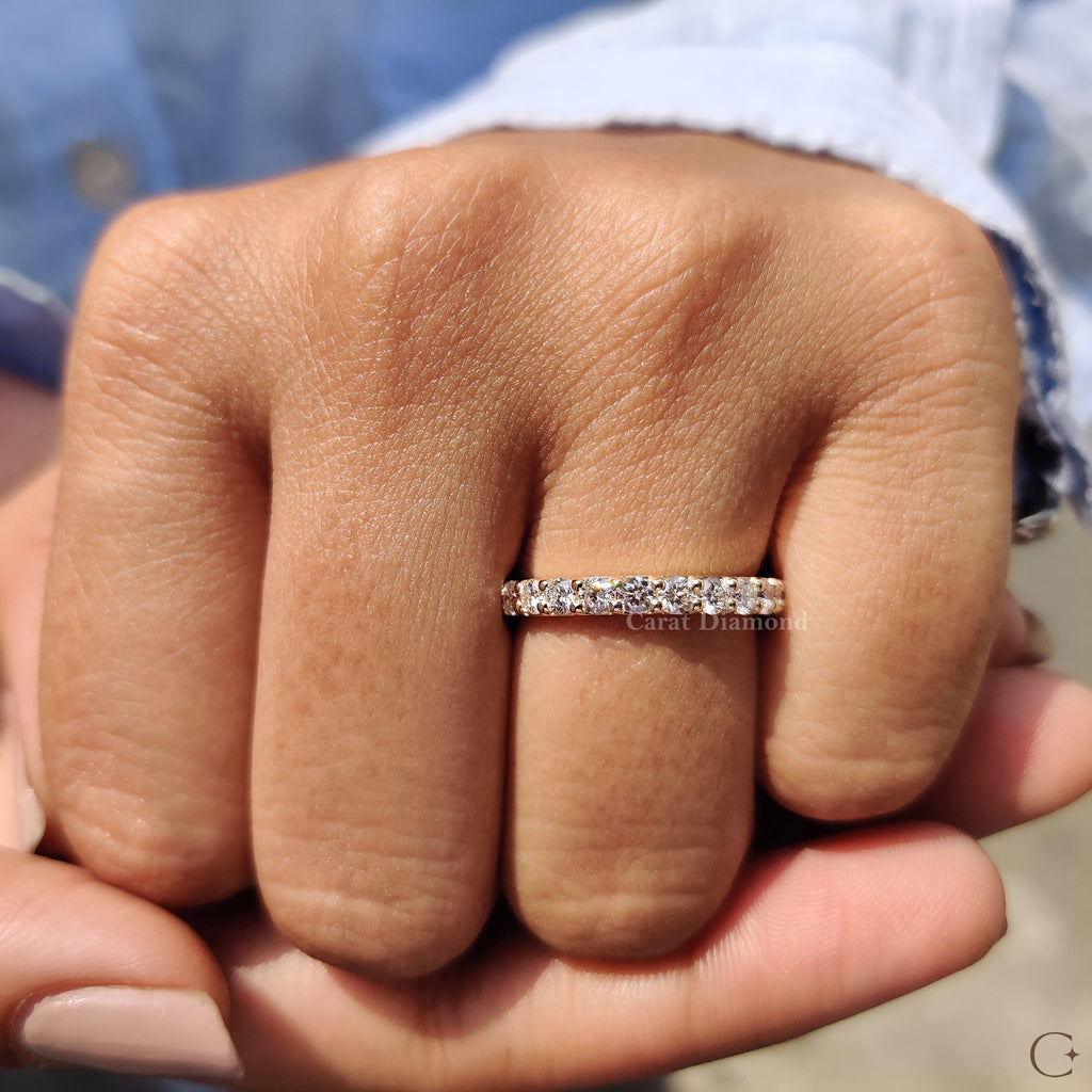 Round Cut Eternity Yellow Gold Wedding Band