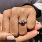 3 Stone Diamond Engagement Ring With Asscher and Baguette